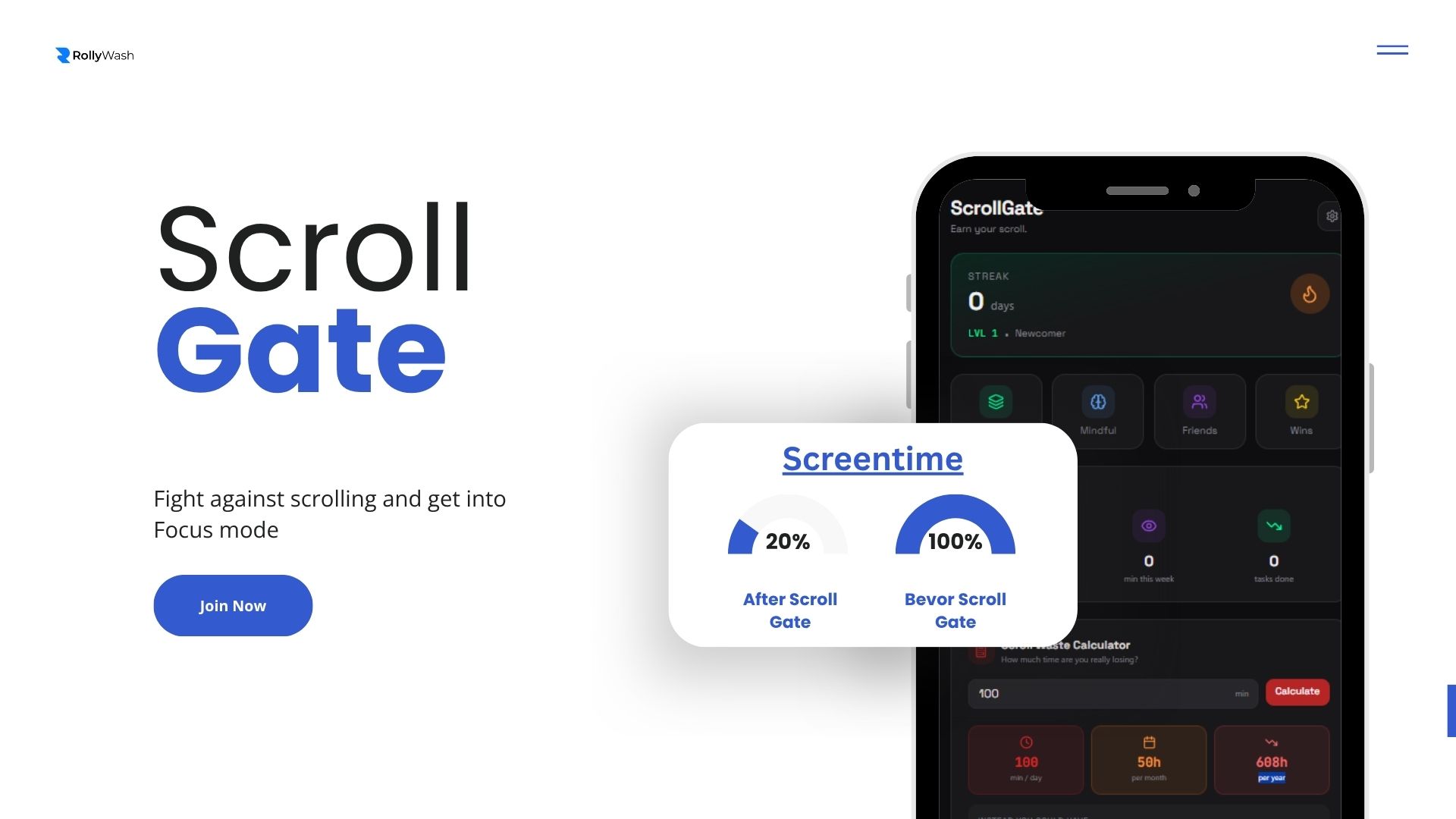 ScrollGate app — fight scrolling and lock into focus mode
